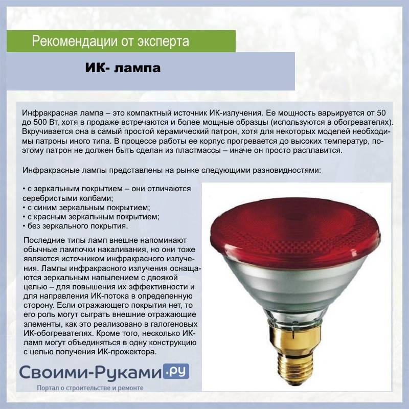 Инфракрасная лампа для обогрева: как выбрать и в чем отличия