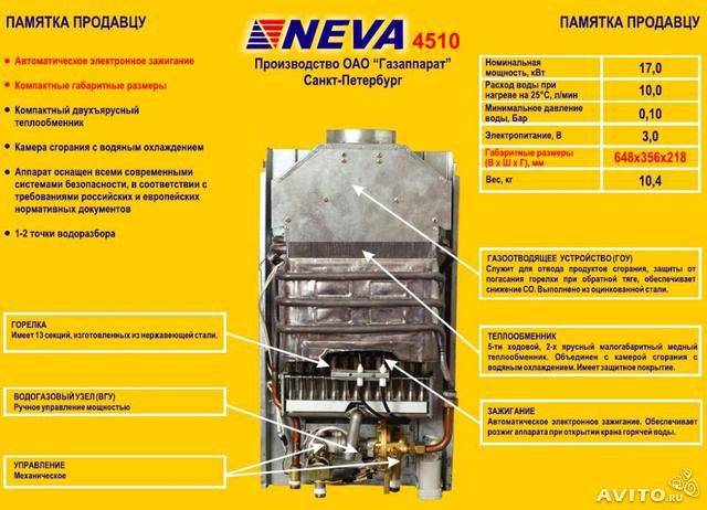 Эксплуатация газовой колонки neva-4510