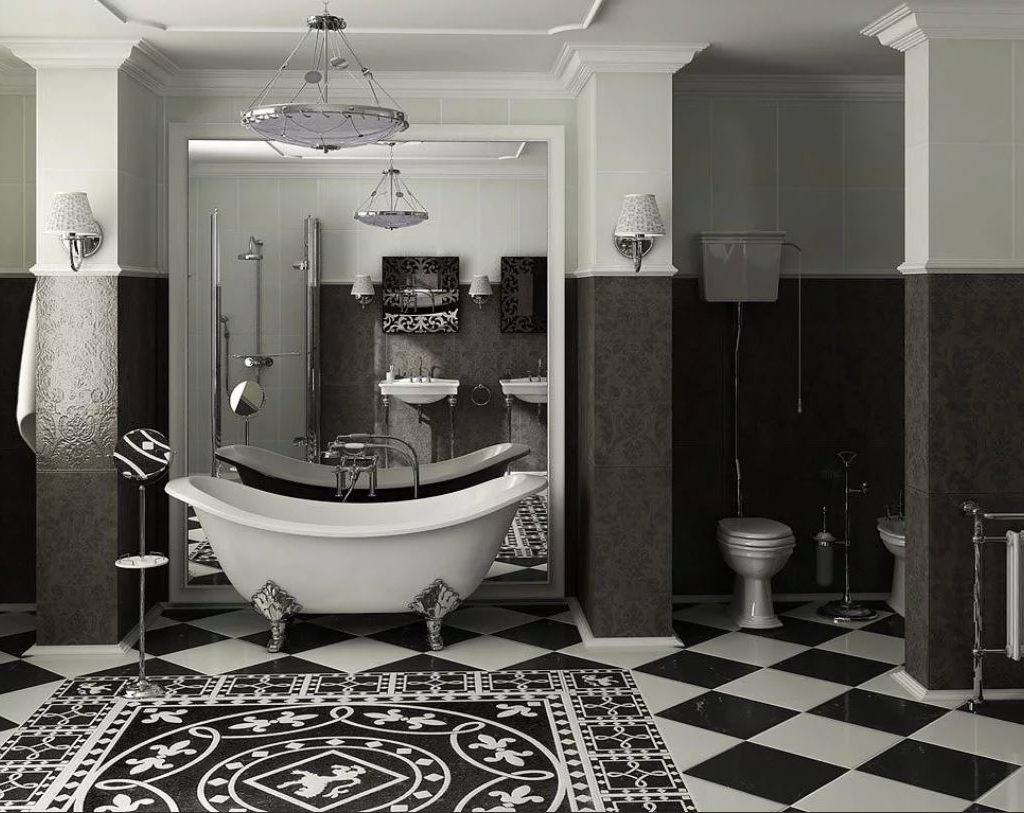 Все о дизайне черно-белой ванной комнаты